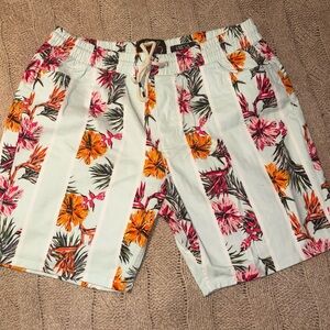 Good Vibes S’Retca Floral Striped Board Shorts Mens XL Tropical Print